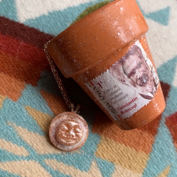 Sweet baby moon face necklace. 18”sterling silver chain, resin face - Picture 5 of 7